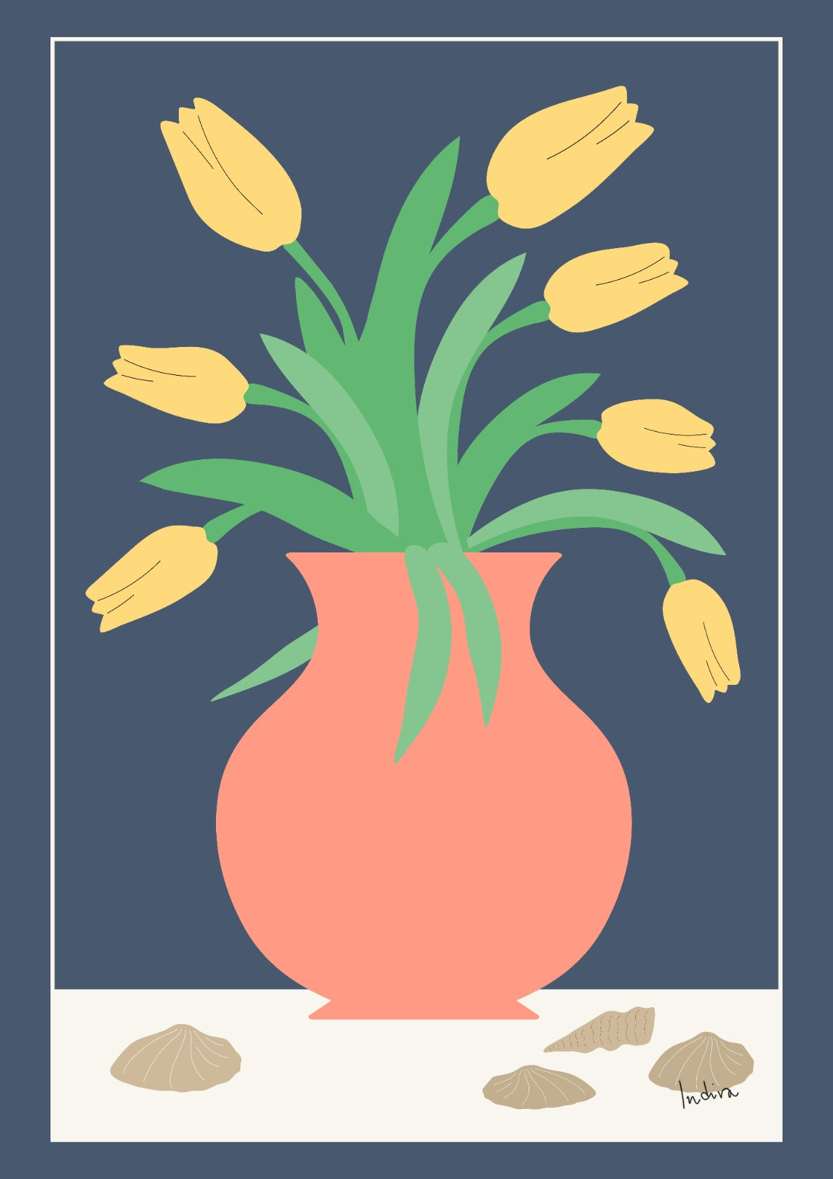 Yellow tulips in a vase