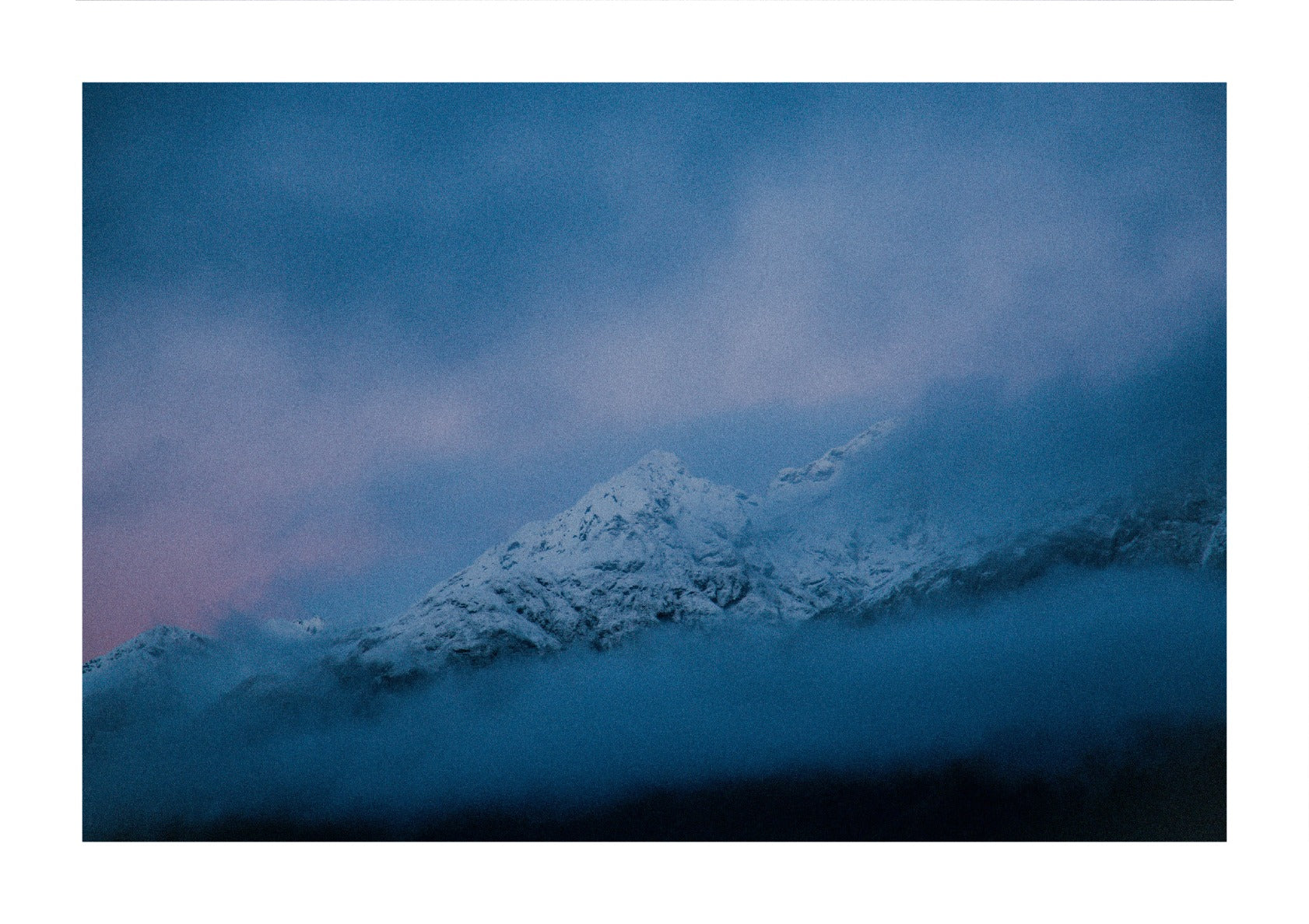 Dark mountain at sunset in New Zealand.
