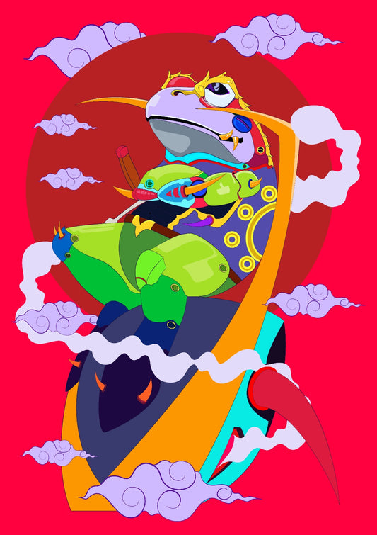 Knight Frog Pop Art Illustration