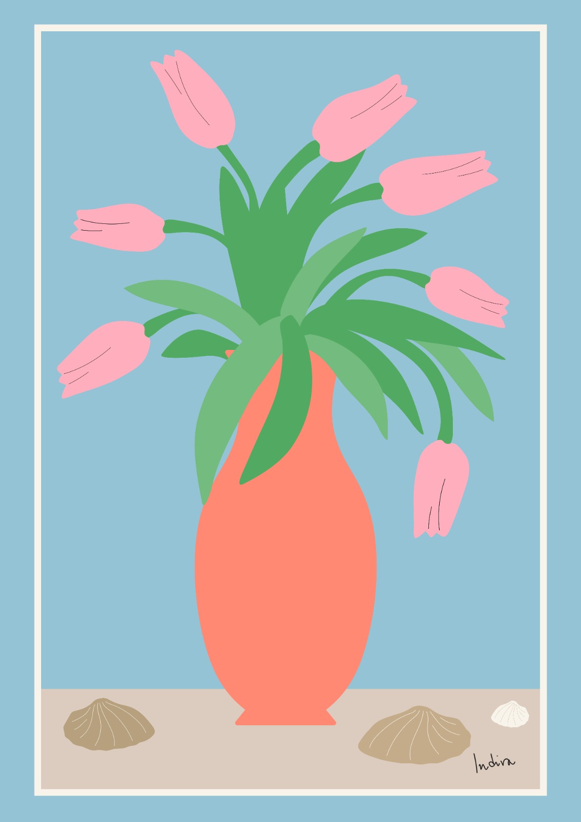 Pink tulips in a vase