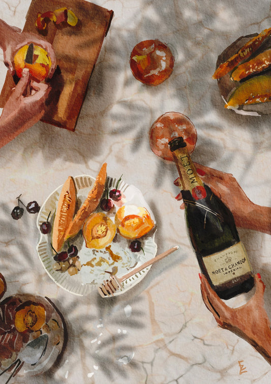 Champagne & peaches