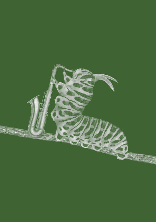 Caterpillar Playing Saxophone