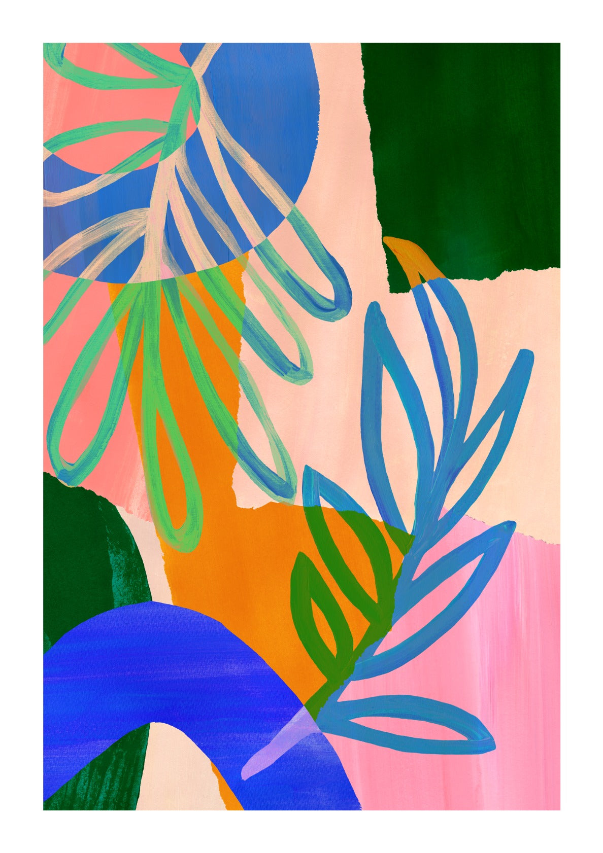 Colourful Modern Leaf Art Print