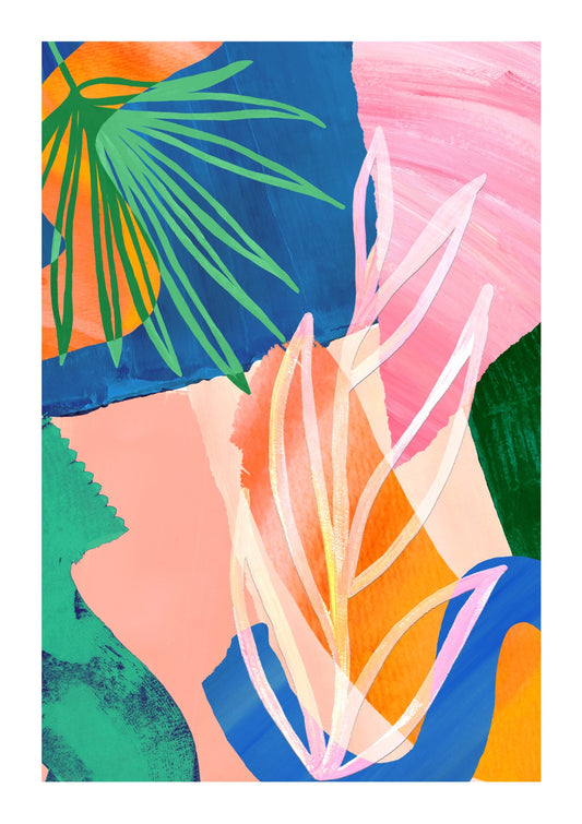Colourful Leaf Abstract Art Print