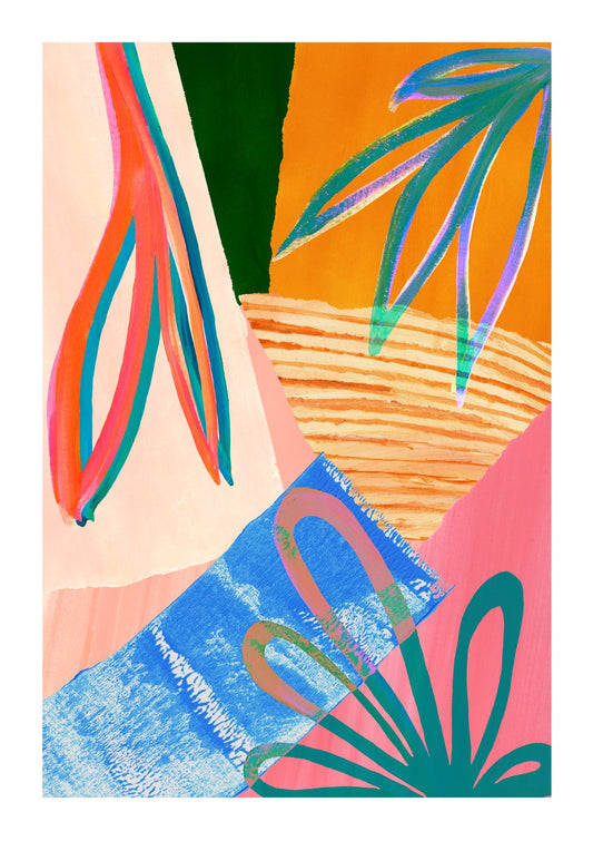 Rainbow Abstract Leaf Art Print