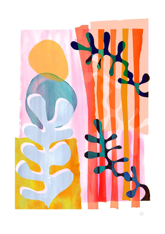 Colourful Abstract Leaf Print