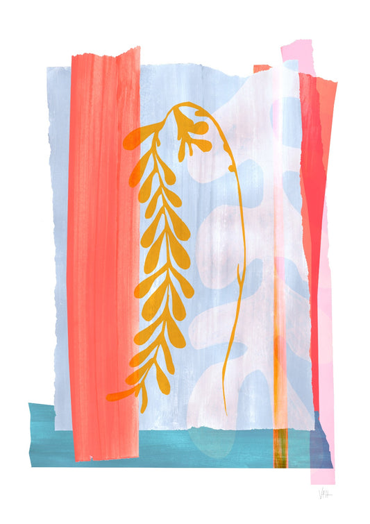 Pastel Abstract Leaf Art Print