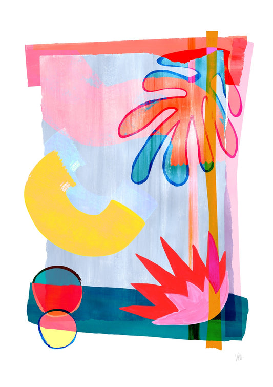 Colourful Abstract Leaf Art Print