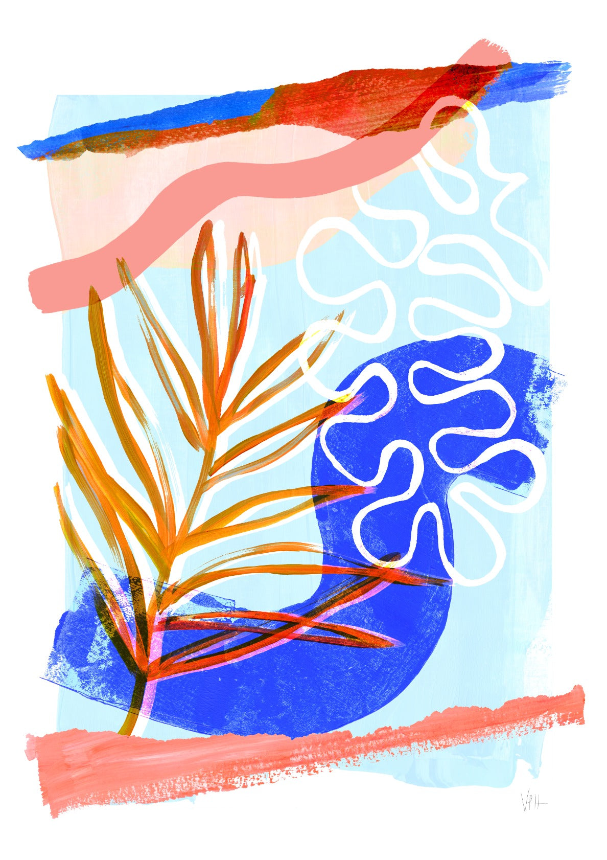 Vibrant Abstract Leaf Art Print