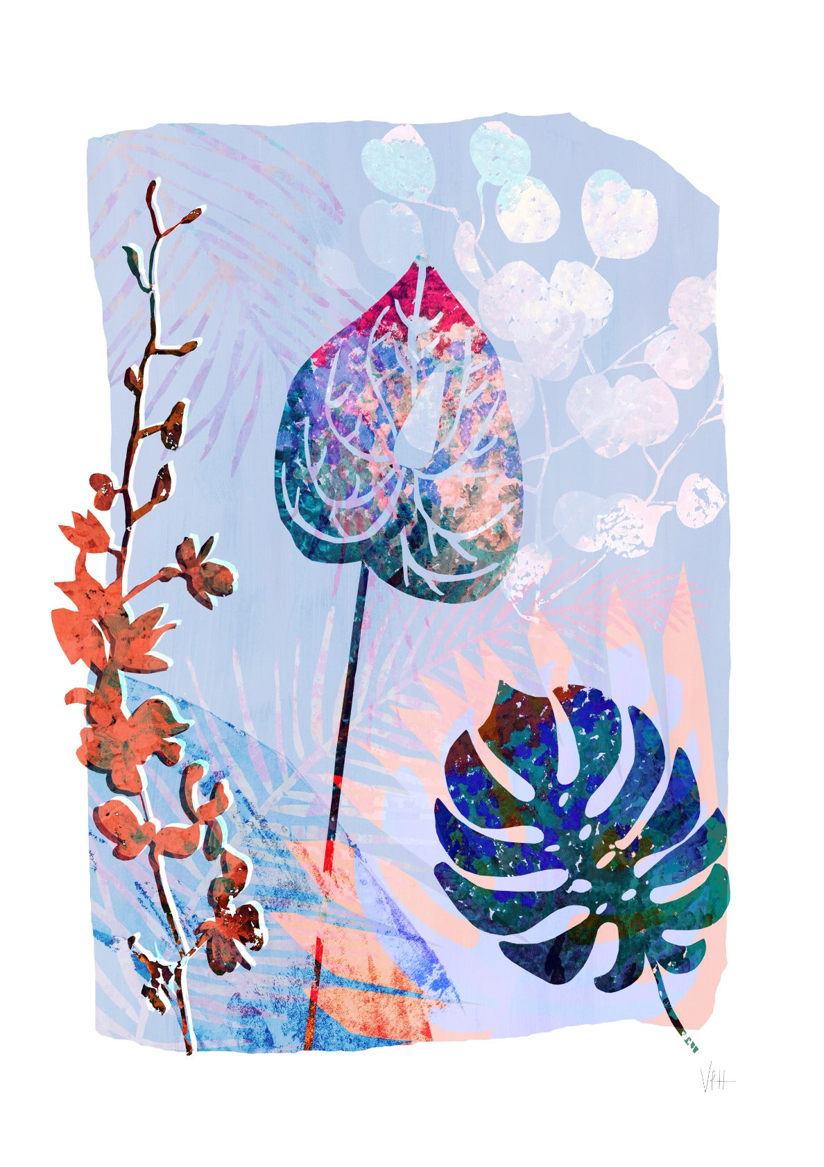 Tropical Blue Flower Art Print