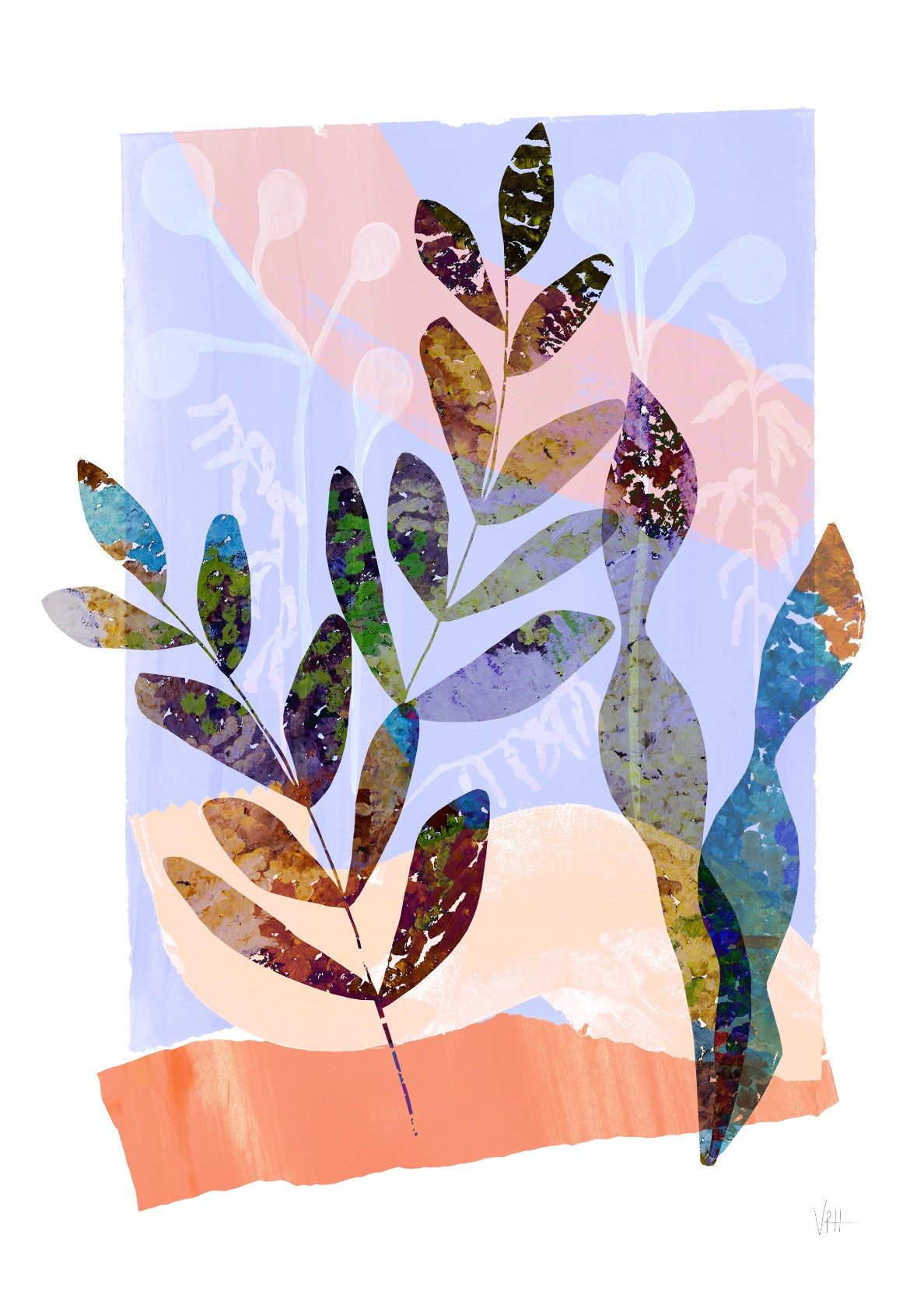 Lavender Leaf Abstract Art Print