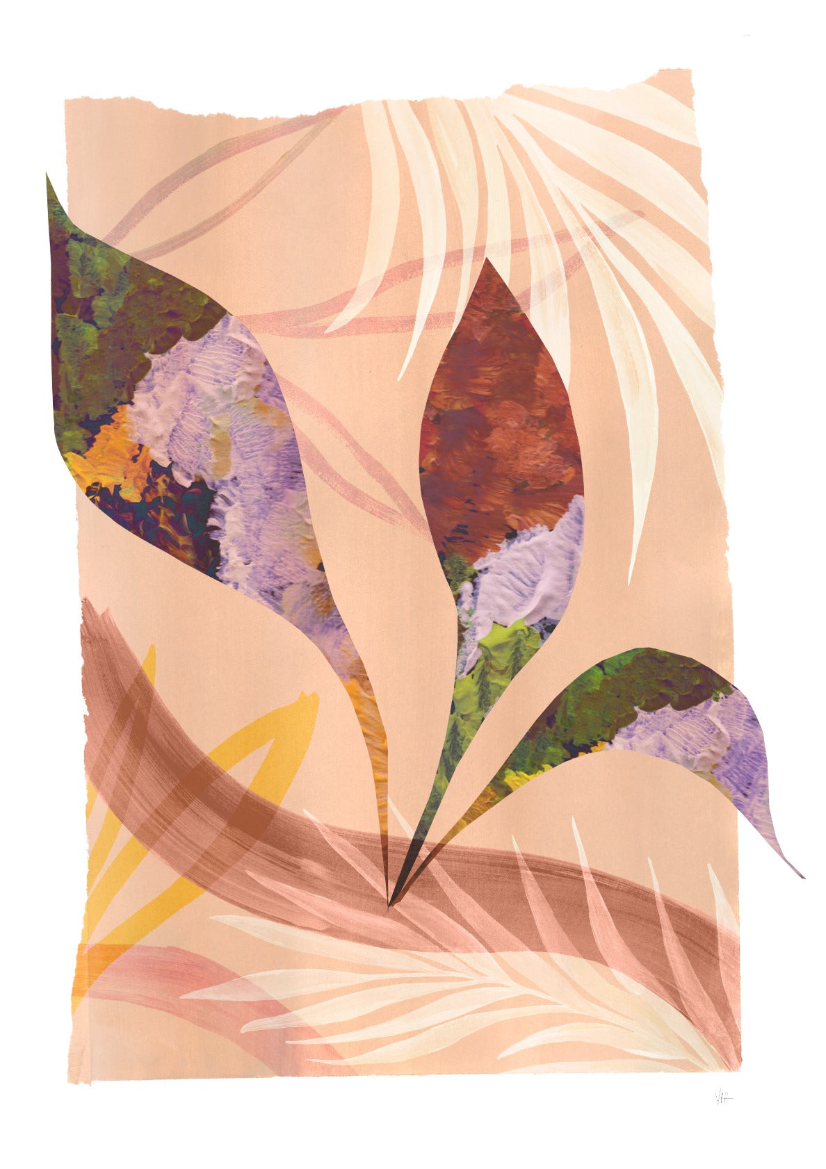 Terracotta Abstract Leaf Art Print