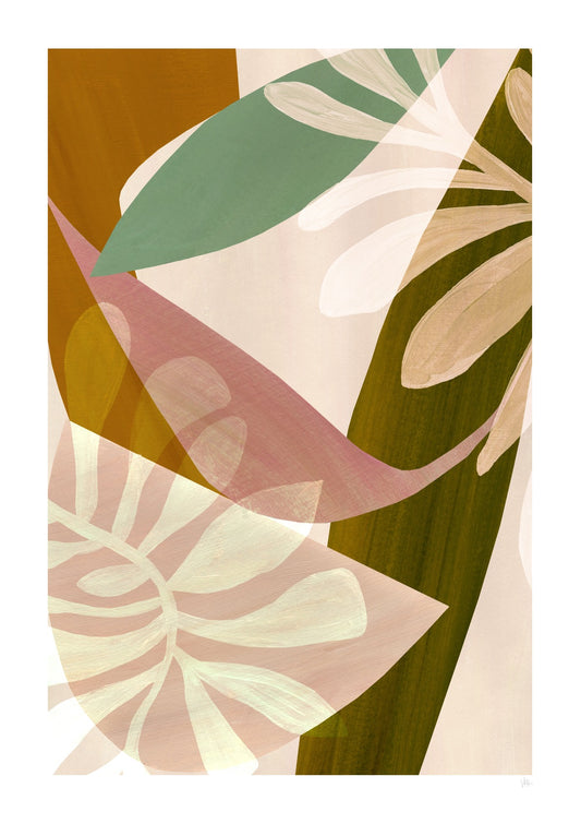 Neutral Abstract Leaf Art Print