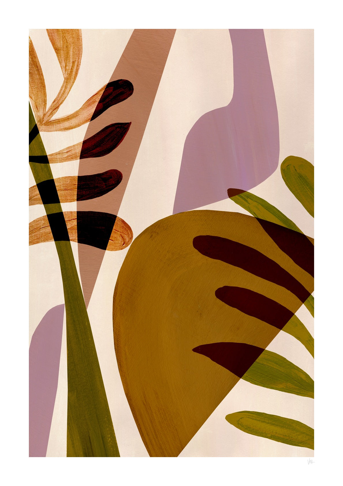 Warm Tone Abstract Leaf Art Print