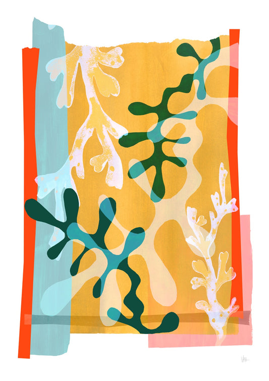 Abstract Seaweed Colour Block Print