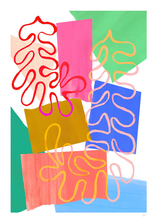 Rainbow Abstract Collage Art Print