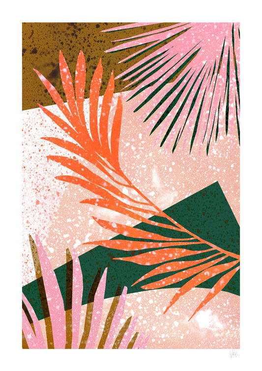 Colourful Red Leaf Abstract Art Print