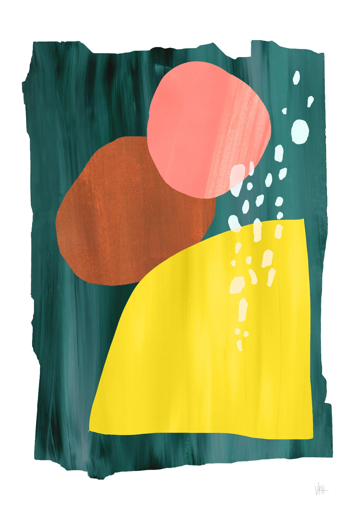 Dark Green Abstract Circle Art Print