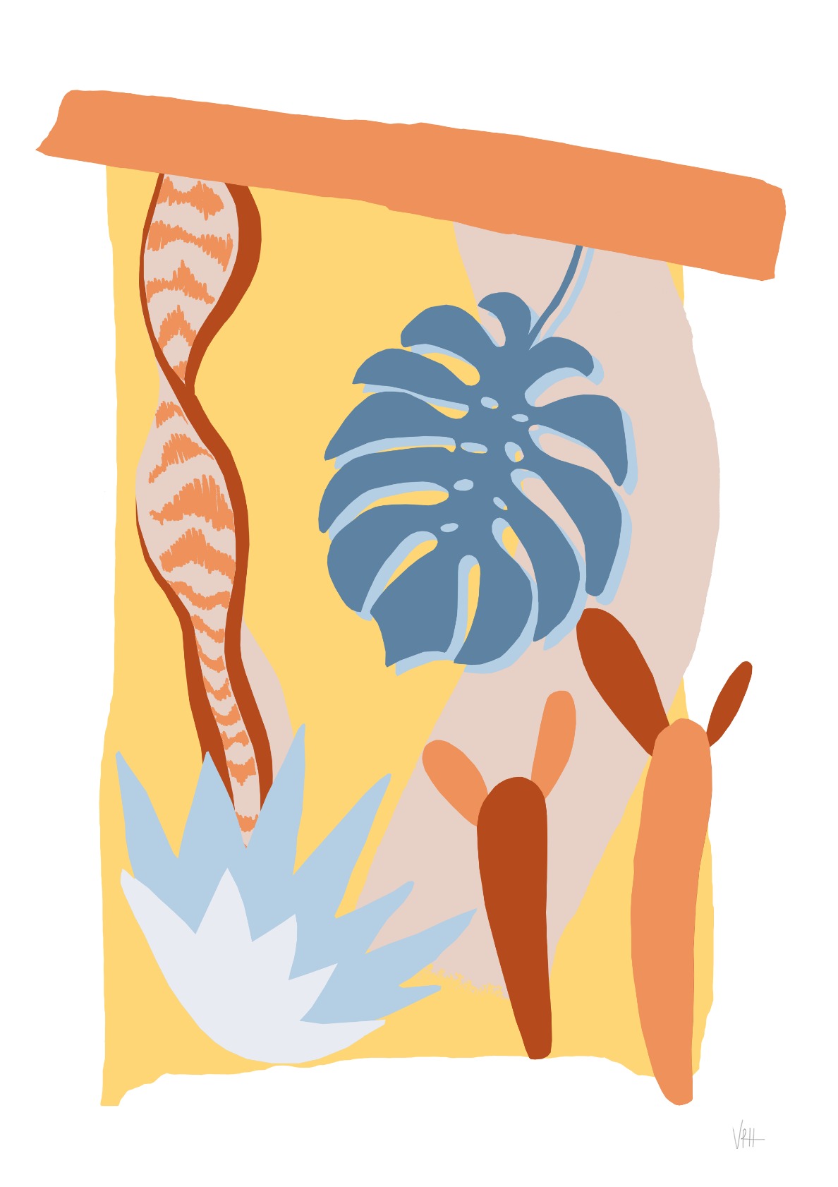 Tropical Leaf Abstract Print