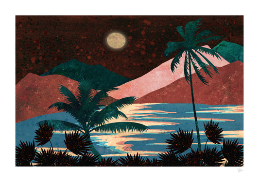 Brazil Night Mountain Landscape Print