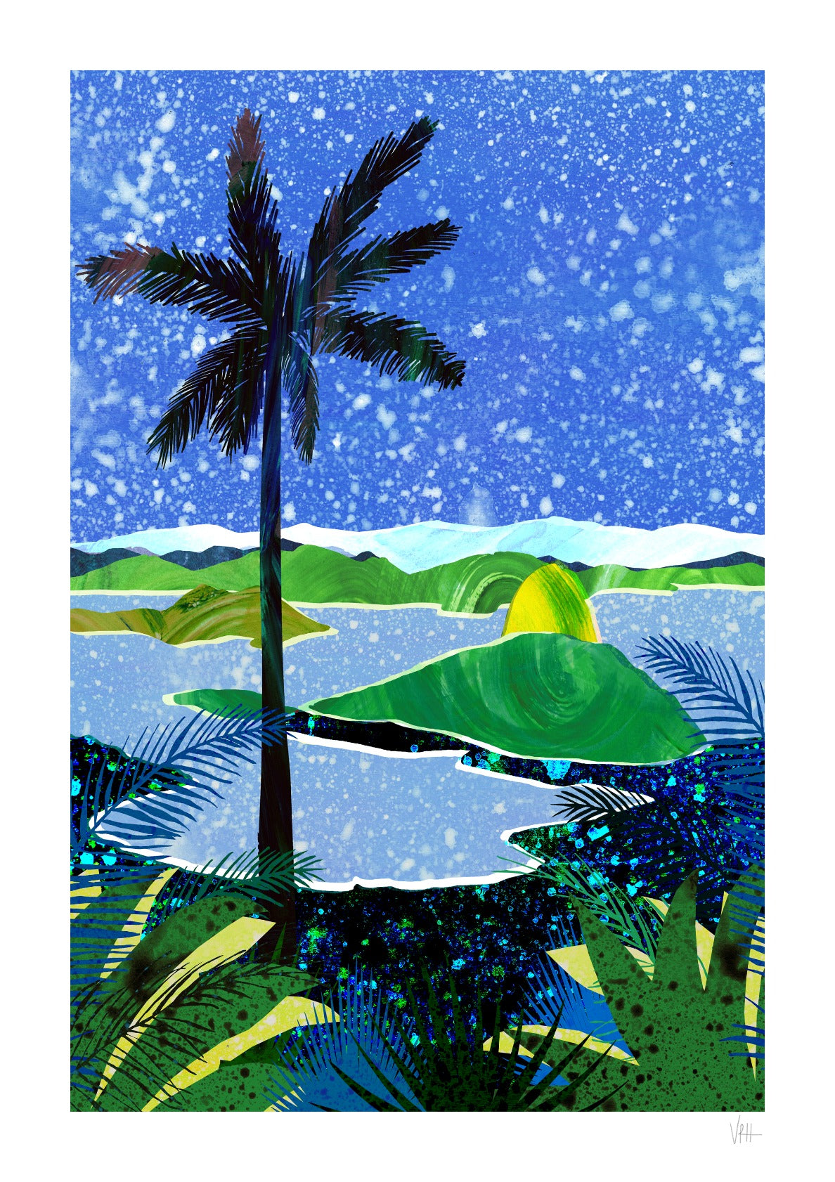 Brazil Blue Night Sky Landscape Print