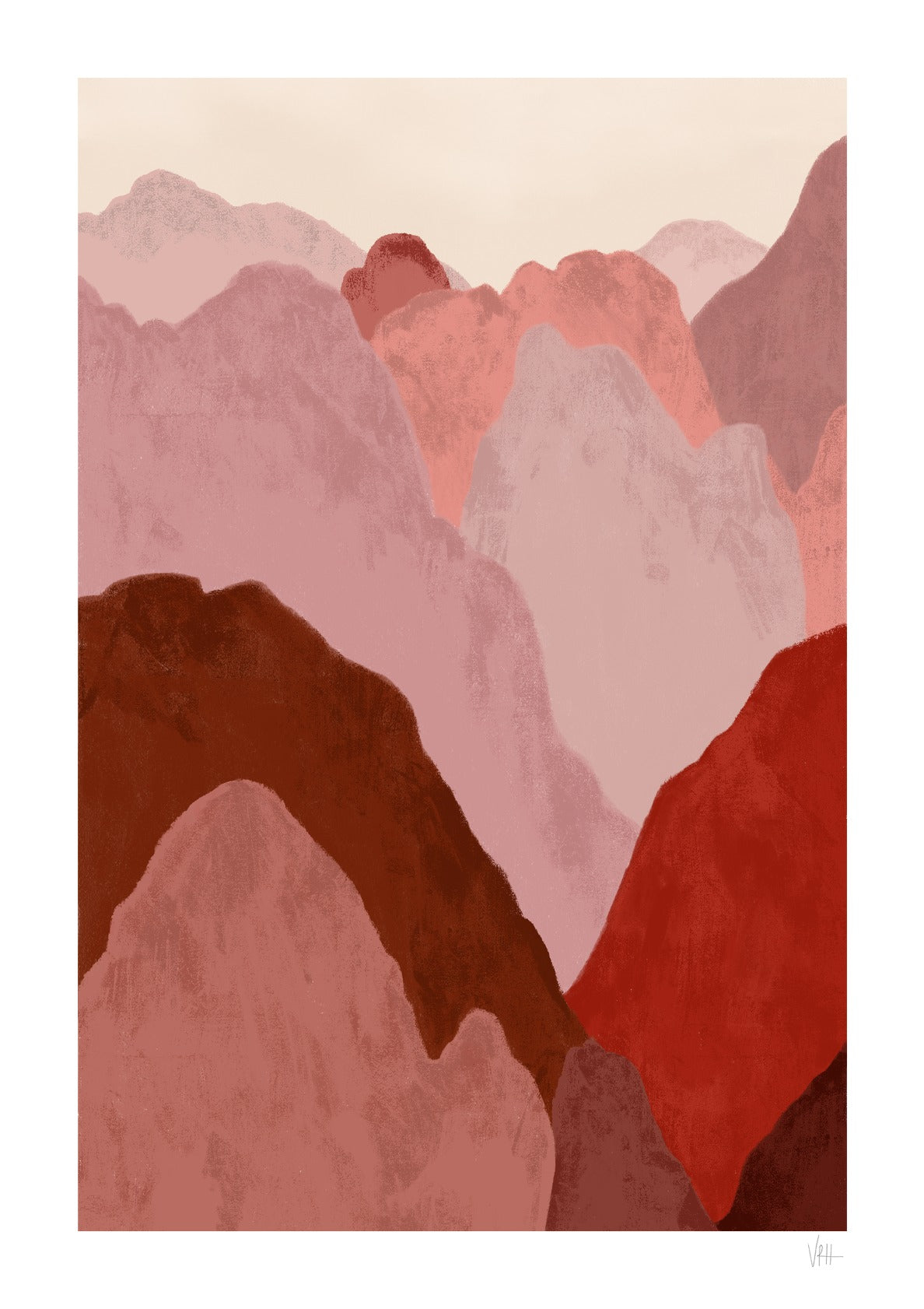 Red Mountains Landscape Art Print