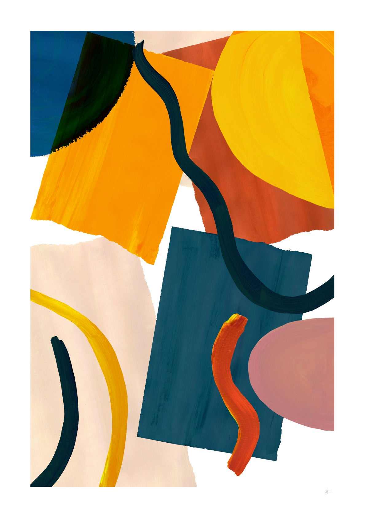 Oversized Retro Abstract Art Print