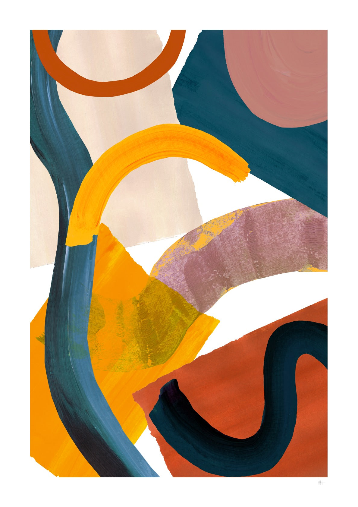 Retro Geometric Abstract Art Print