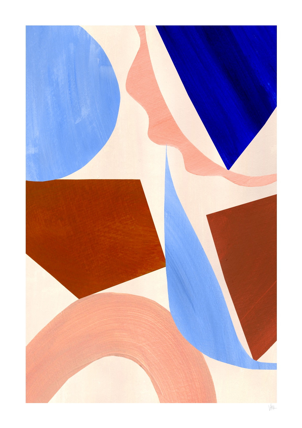 Blue and Brown Abstract Print