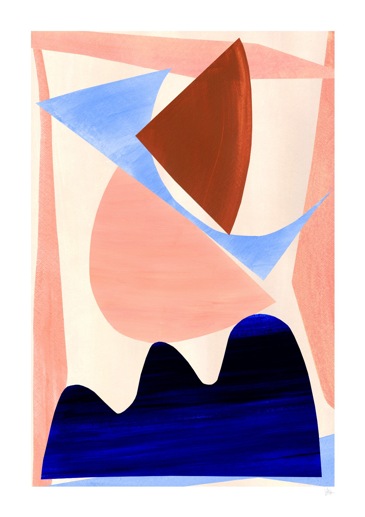 Pink and Blue Abstract Print