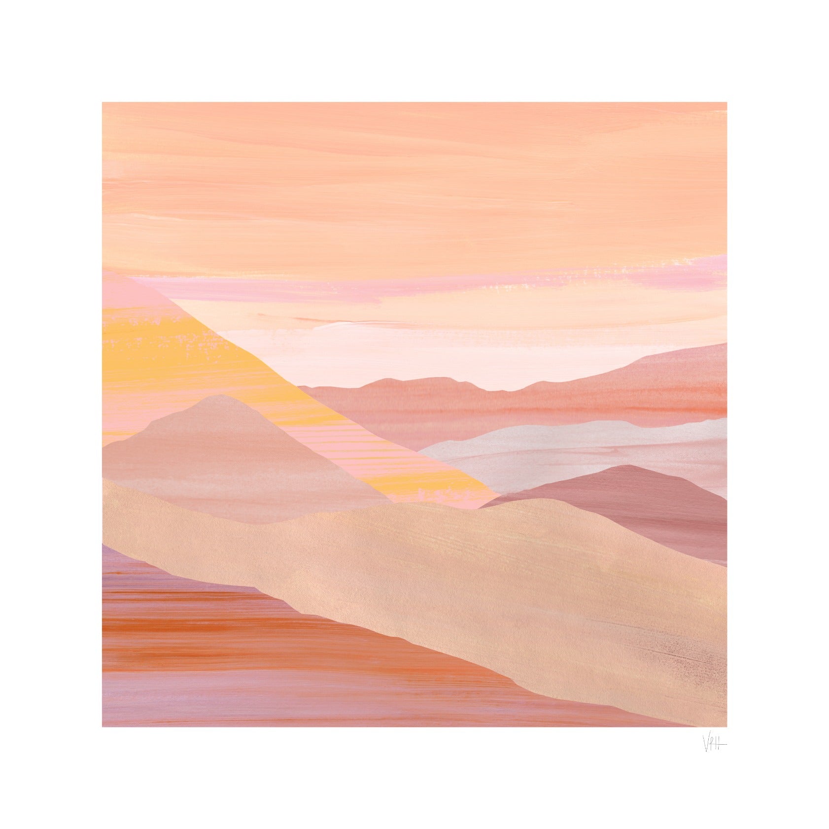 Sunset Desert Mountain Landscape Print