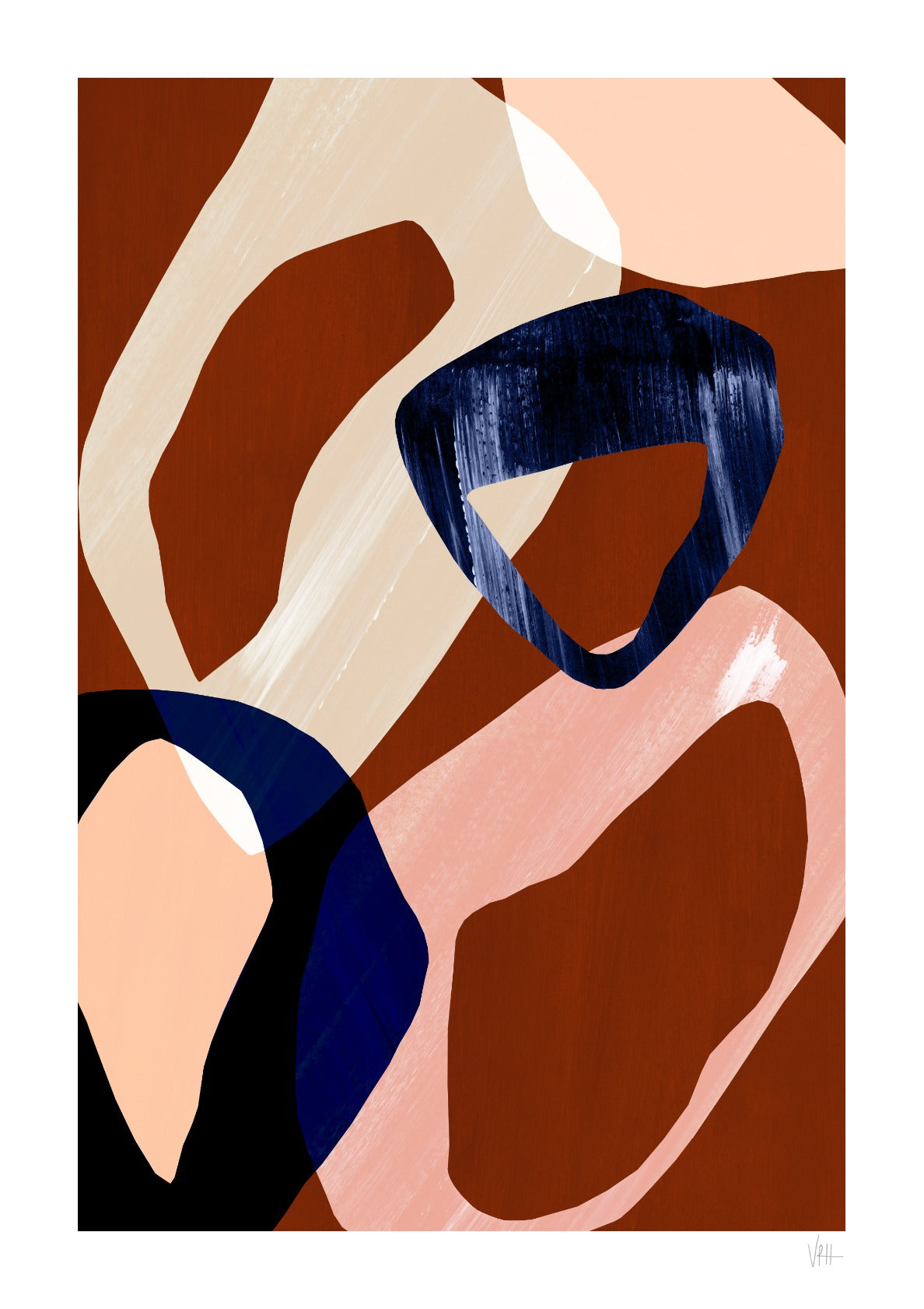 Oversized Red Blue Abstract Print