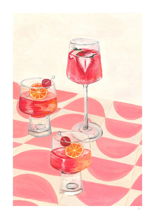Pink Campari Cocktails Print