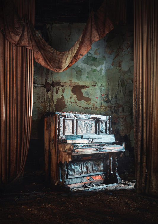 Abandoned Piano on Stage