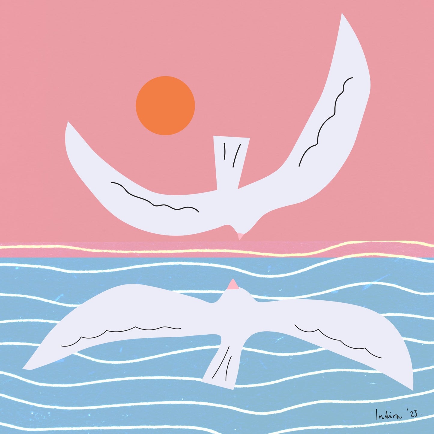 Two white butterflies on rain