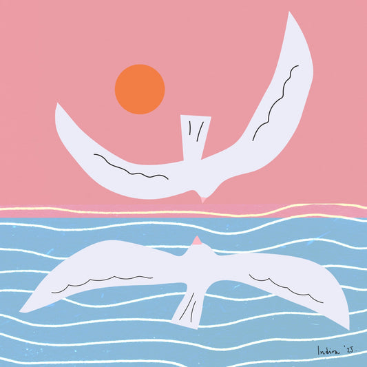 Two white butterflies on rain