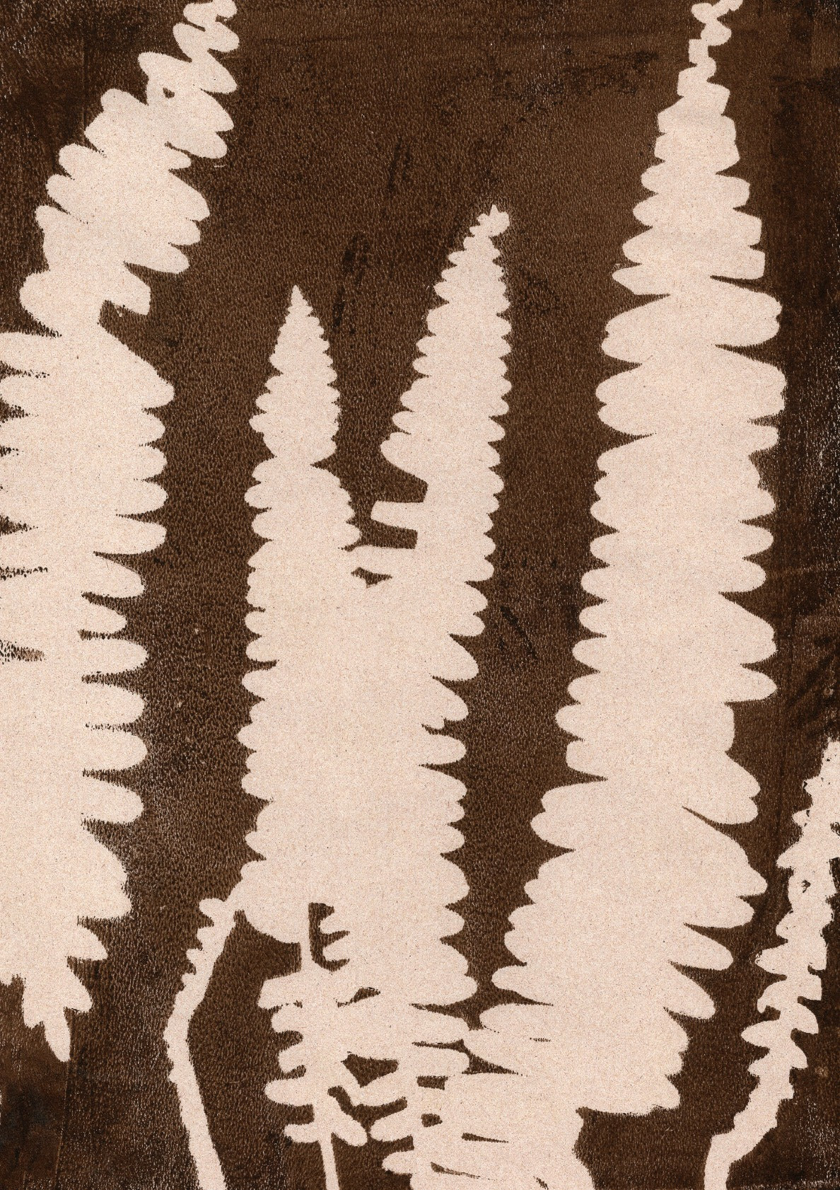 Fern leaves on rusty brown.