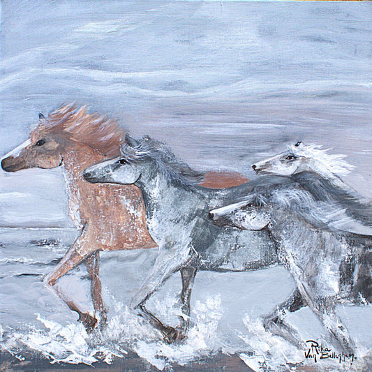 Horse trot in the sea