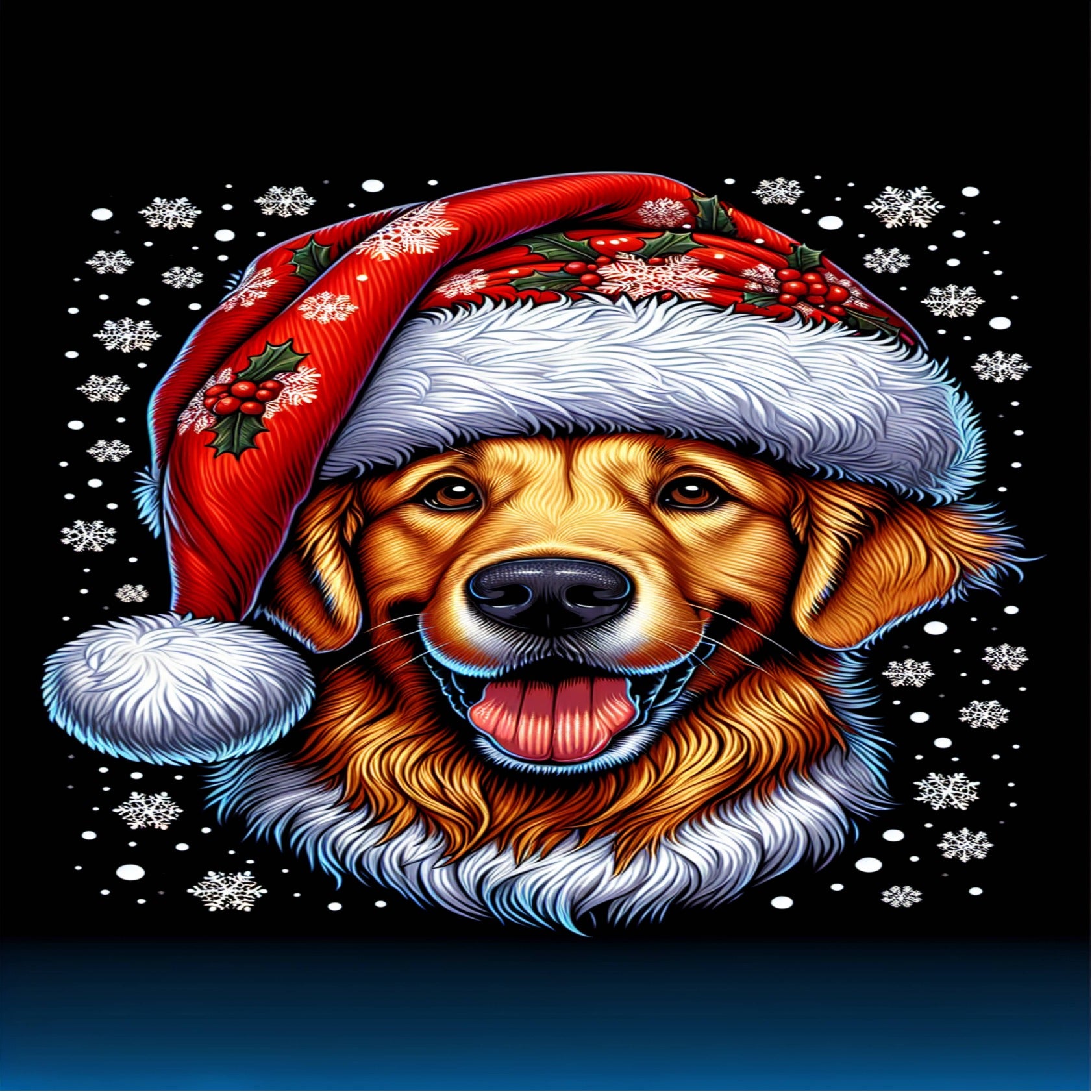 Golden Retriever Santa Hat