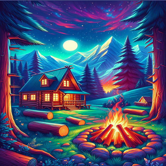 Snowy Nature Aurora Cabin