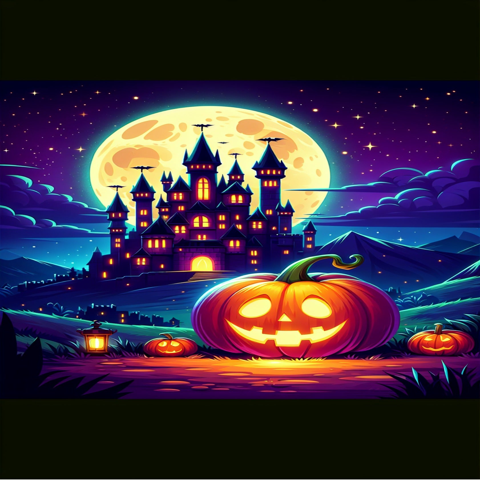 Spooky pumpkin at night