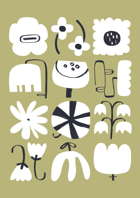 Square flowers (olive)