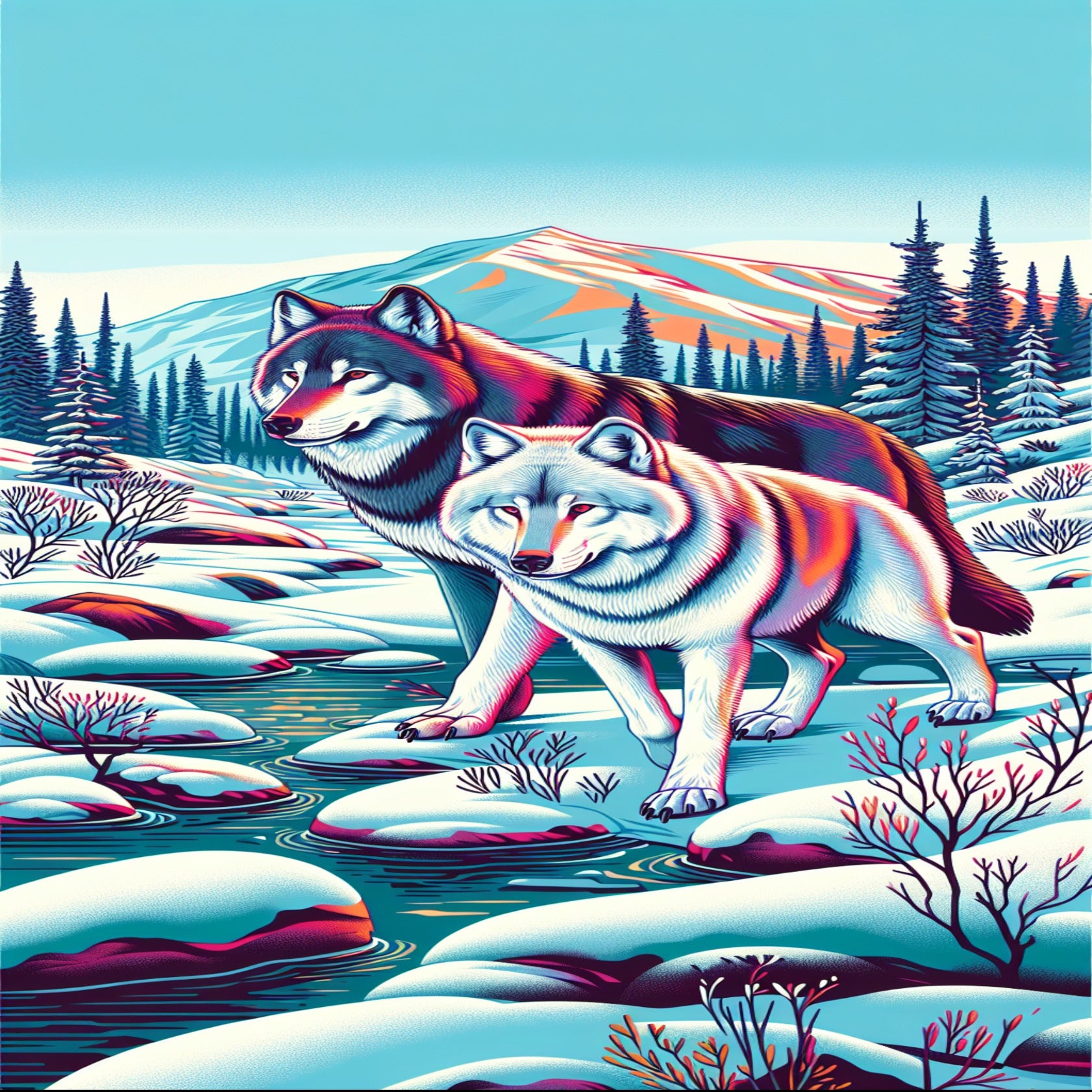 Nordic Wolf Winter Nature