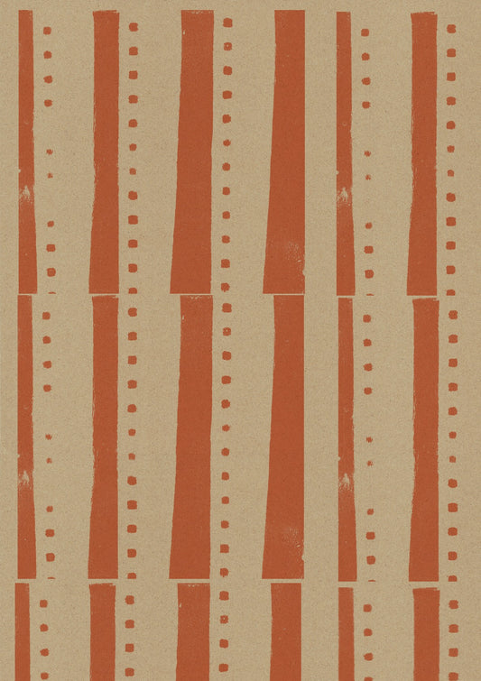 Stripes and squares in terracotta.