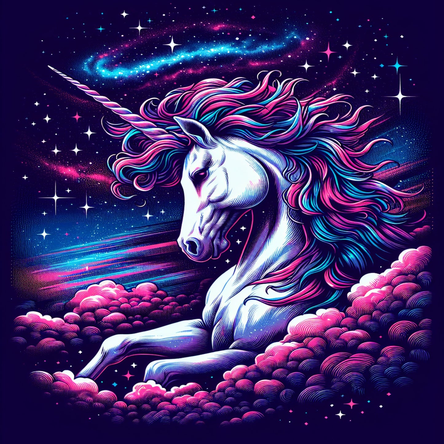  unicorn in a night galaxy