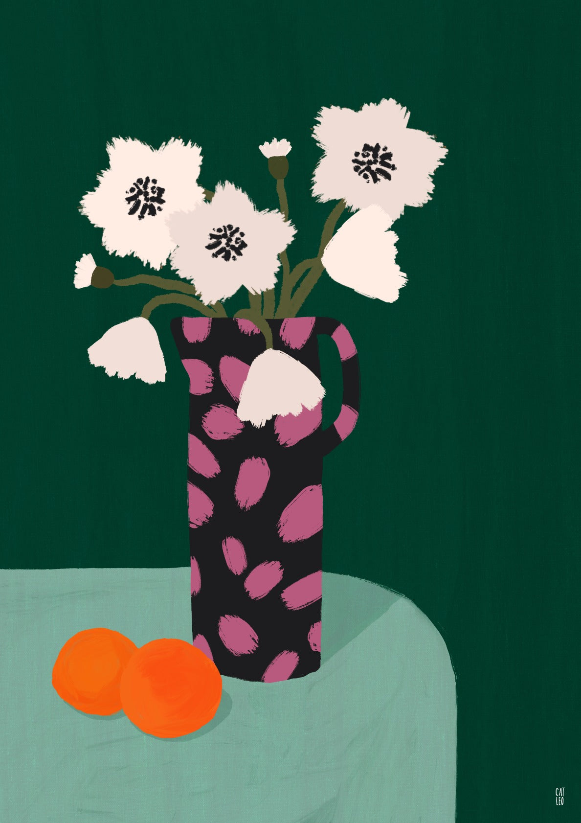 Poppies White & Green 