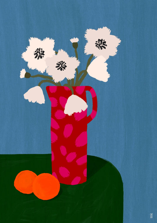 Poppies White & Blue