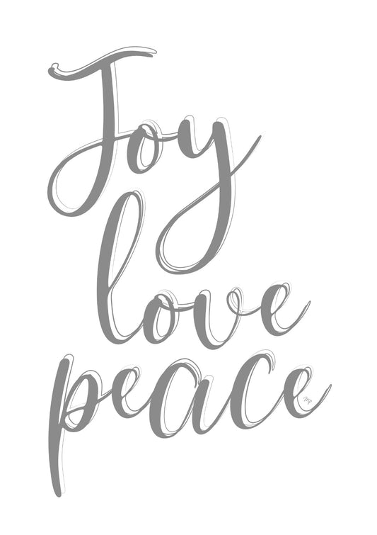 Joy love peace xmas typography