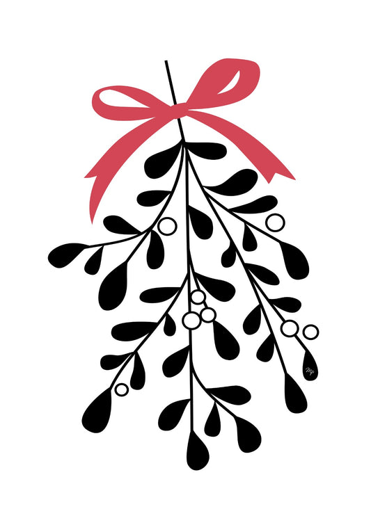 Black nordic mistletoe festive art