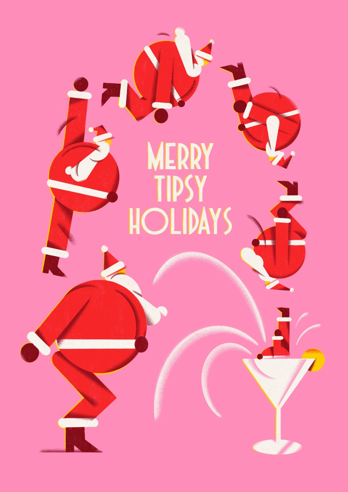 Merry Tipsy Holidays - Funny Illustrative Christmas Cocktail Print
